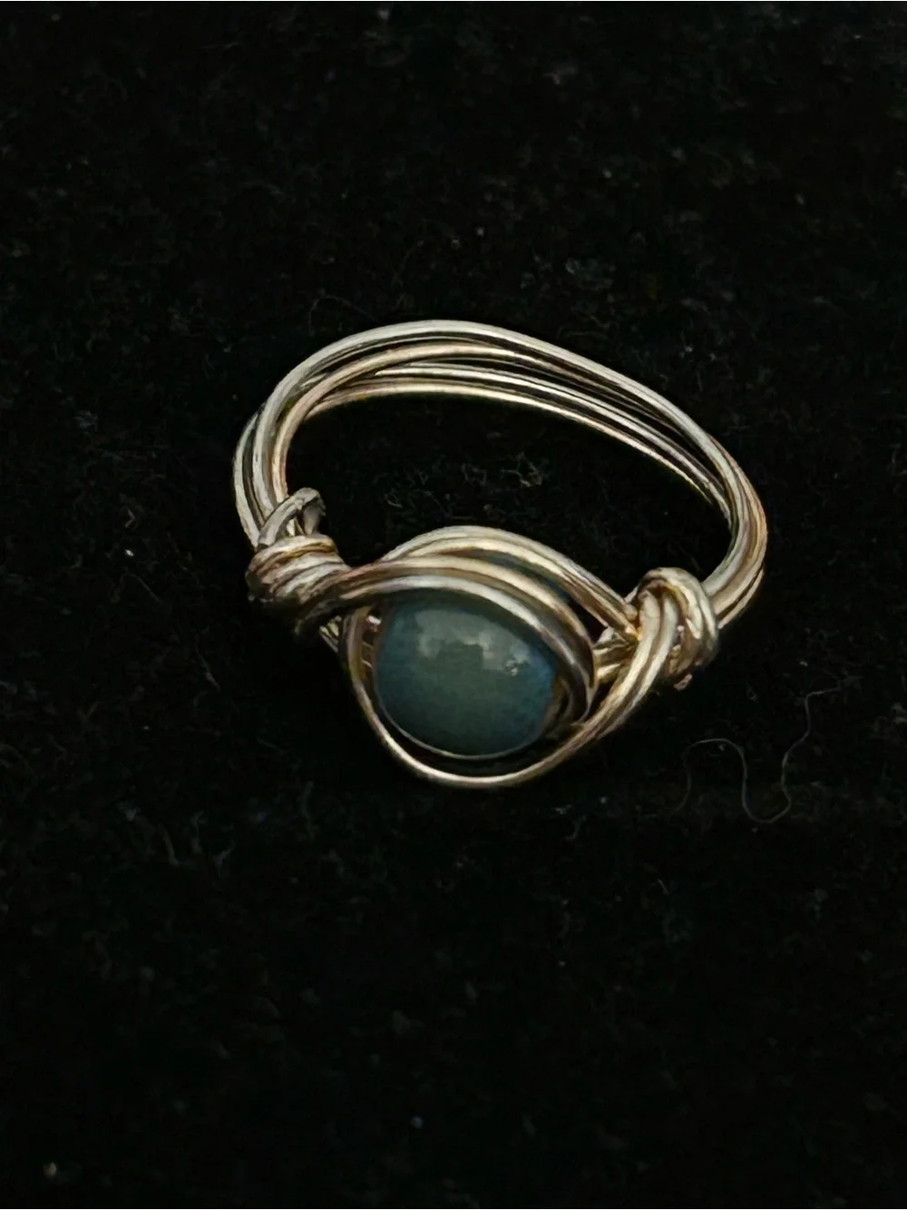 Wire-Wrapped Ring with Blue green  Stone 7.5